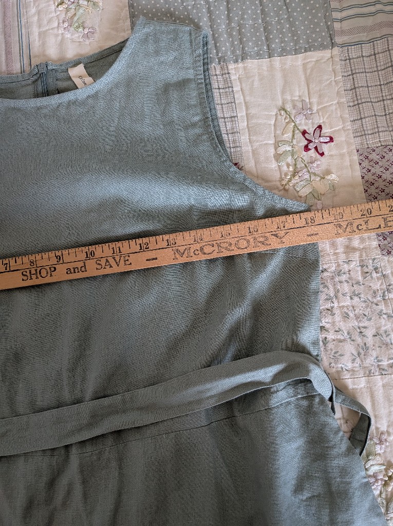 Nwt Grae Cove Sage Green Linen Cotton Tie Waist Dress S — image 6 of 8